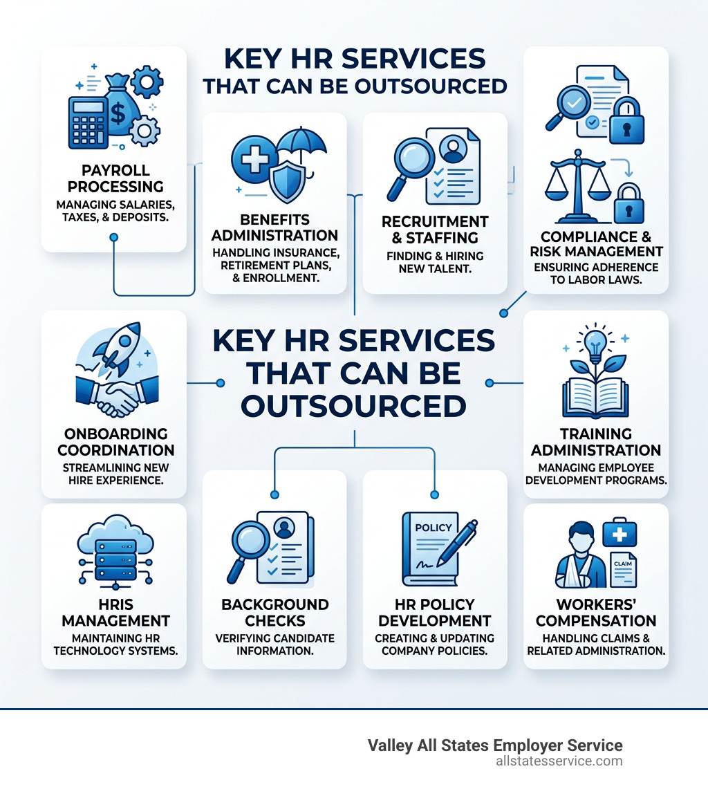 key HR services that can be outsourced - what hr services can be outsourced infographic 