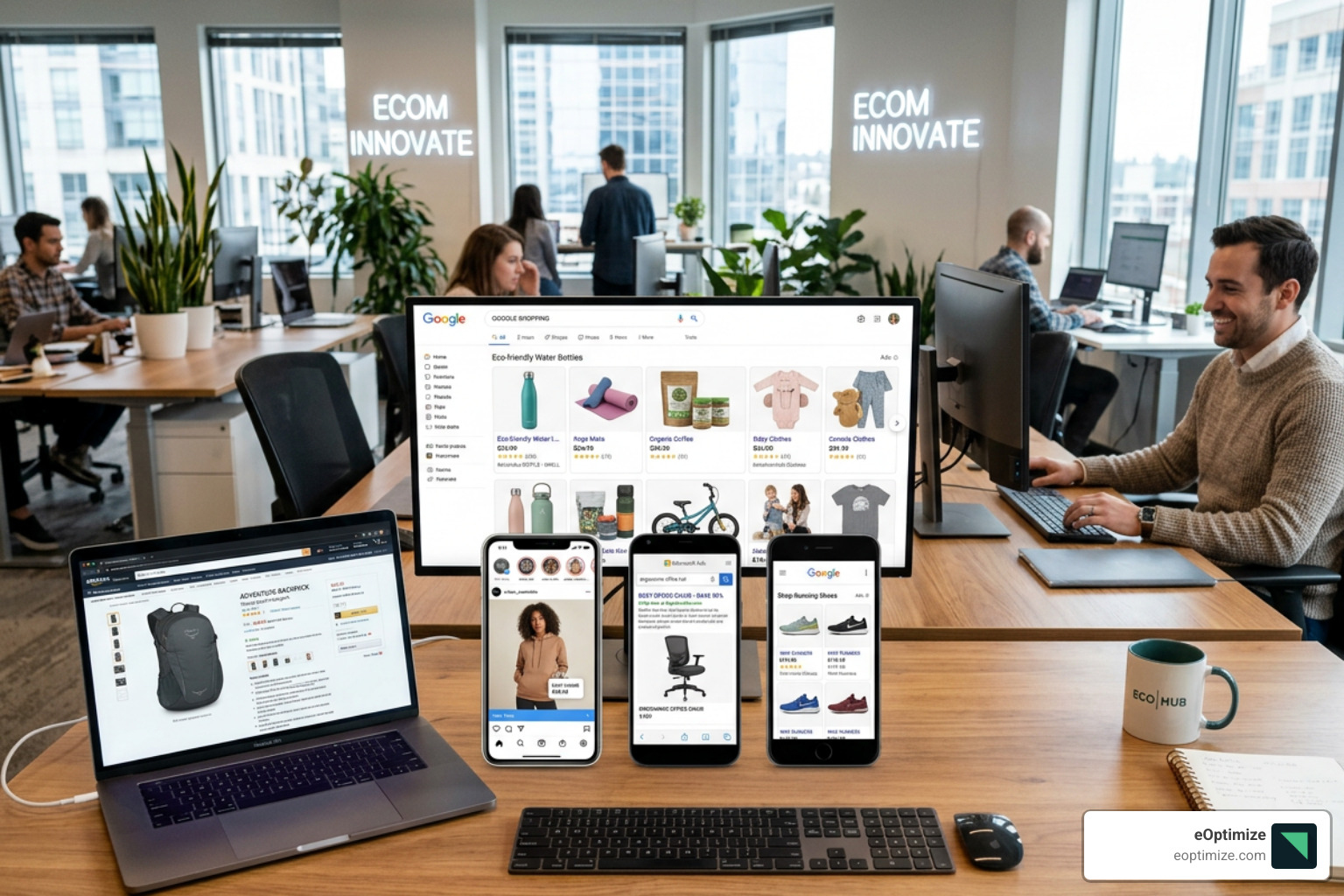 Multi-channel ad placements across mobile and desktop devices - ecommerce ppc management service