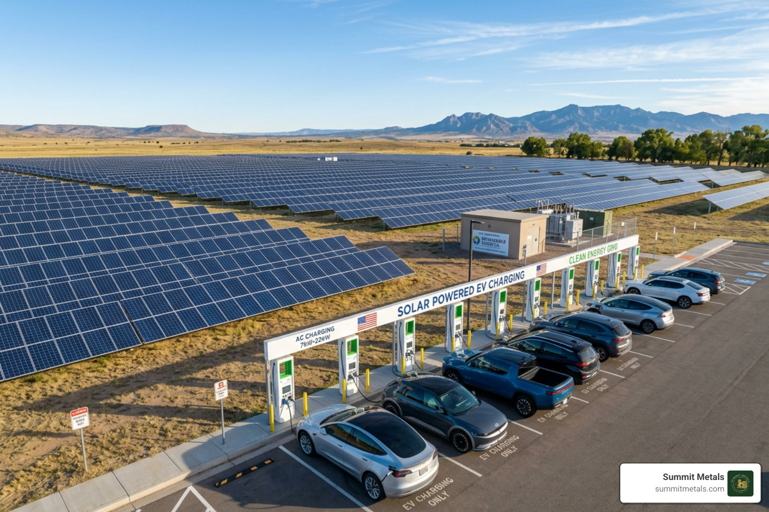 Solar panels and electric vehicle charging stations representing industrial silver demand - kg silver rate