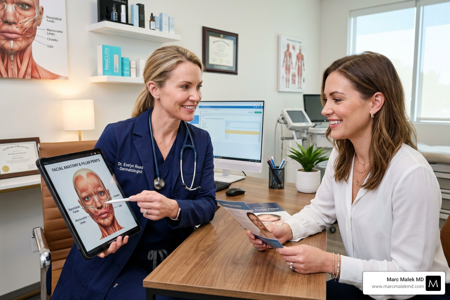 Patient receiving a facial filler consultation - fillers near me Patient receiving a facial filler consultation - fillers near me