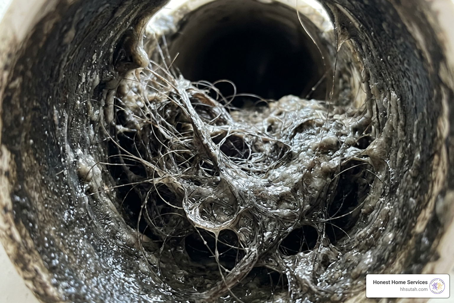 hair and soap scum buildup in a bathroom drain pipe - drain pipe cleaning hair and soap scum buildup in a bathroom drain pipe - drain pipe cleaning