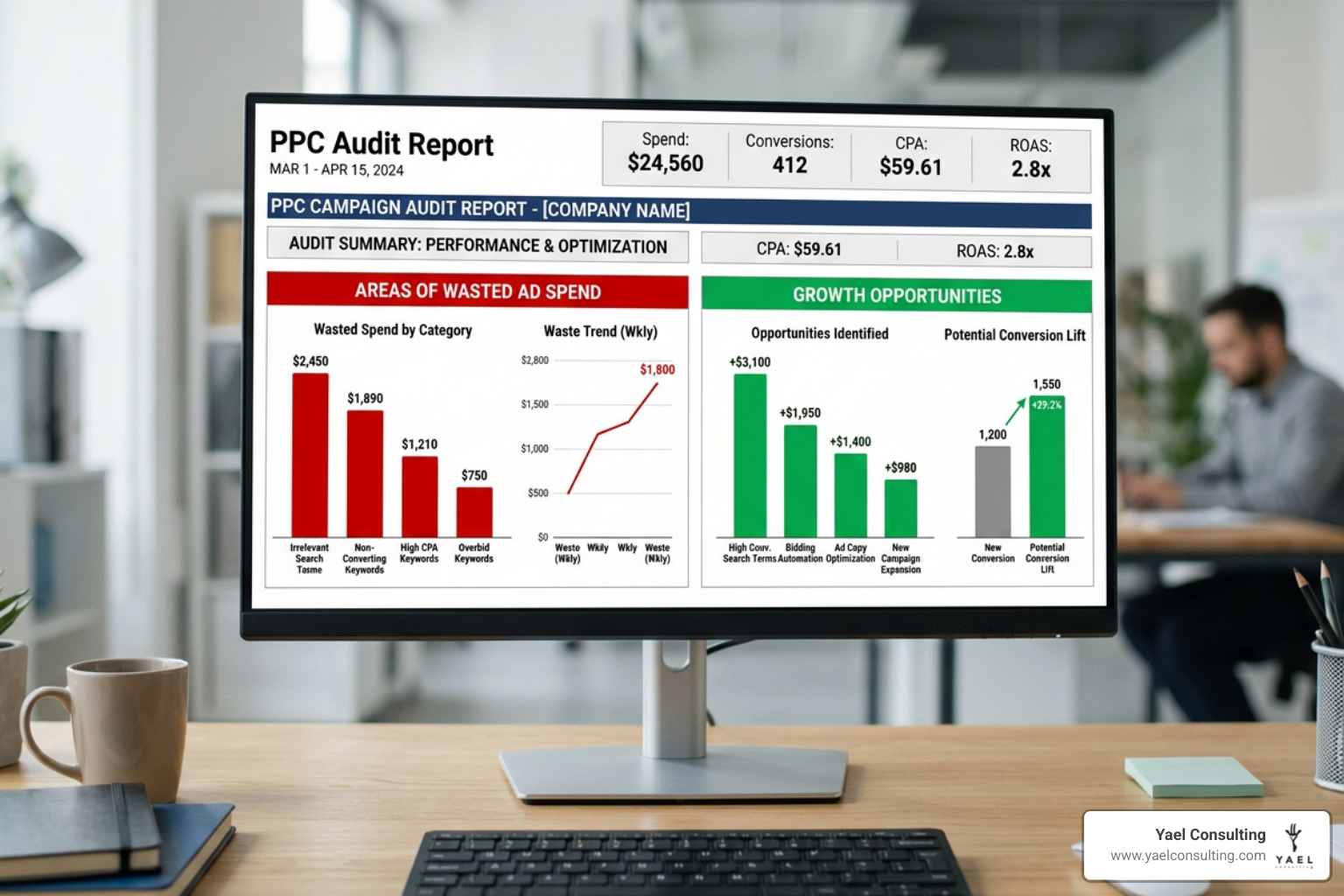 A detailed campaign audit report showing areas of wasted spend and growth opportunities - ppc ad management A detailed campaign audit report showing areas of wasted spend and growth opportunities - ppc ad management