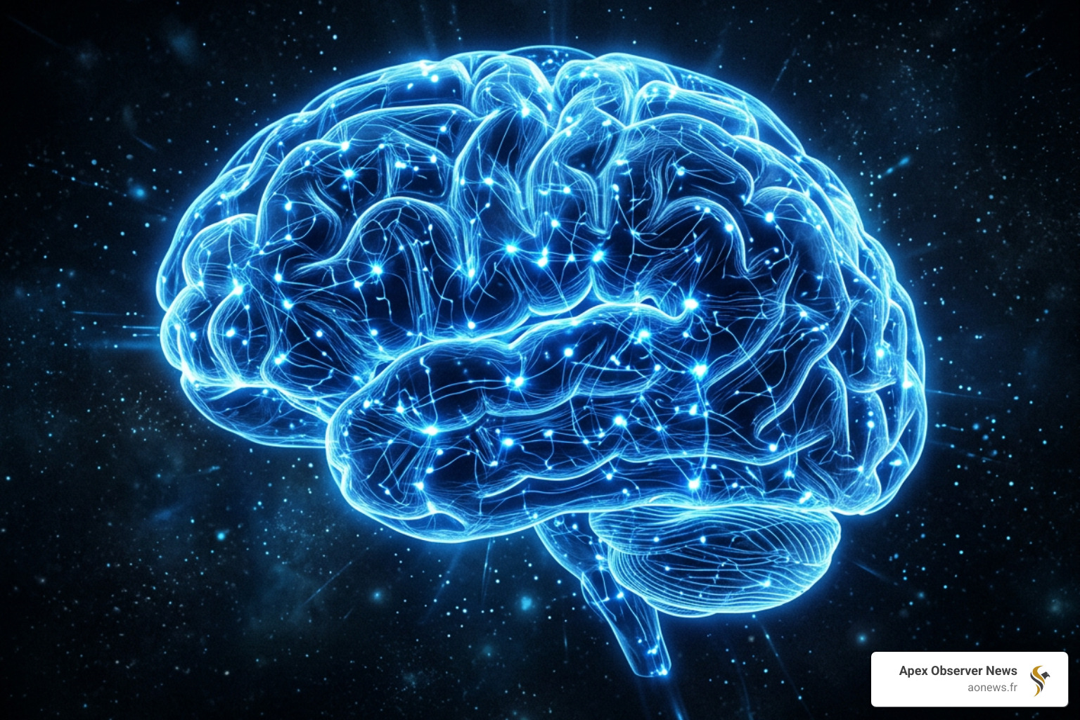 digital brain glowing with neural connections - ai