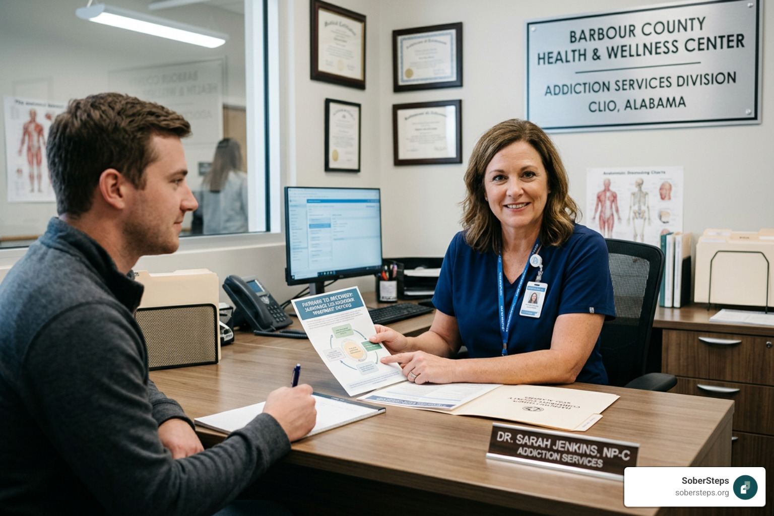 healthcare professional discussing treatment options for drug rehab Barbour County Alabama - drug rehab Barbour County