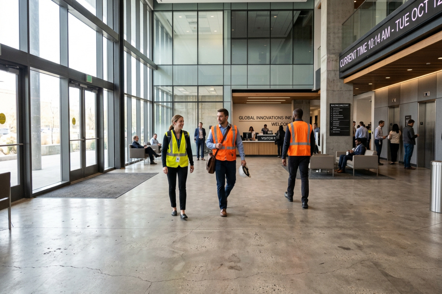 high traffic commercial lobby with slip resistant flooring - Anti slip floor treatments