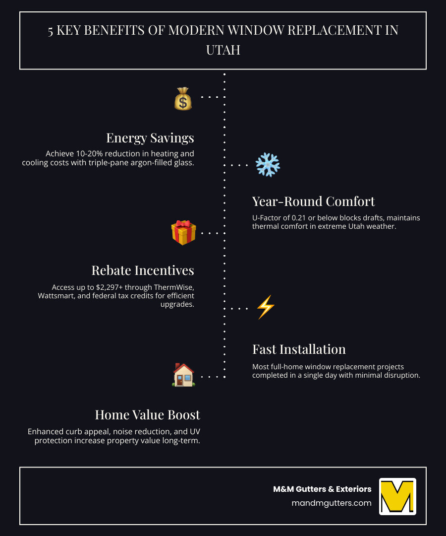 Infographic: 5 key benefits of modern window replacement in Utah with energy savings and rebate data - modern window Infographic: 5 key benefits of modern window replacement in Utah with energy savings and rebate data - modern window