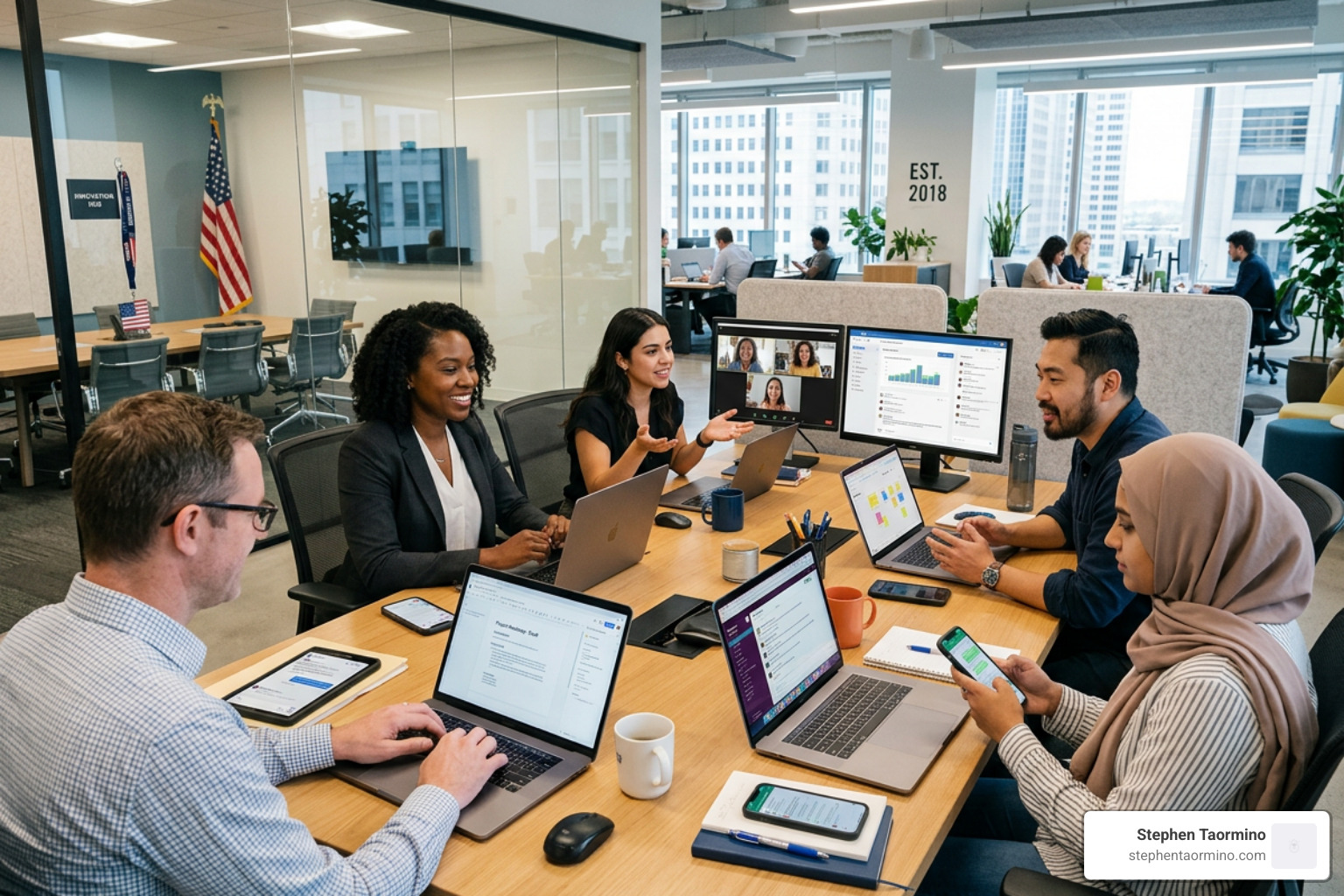 team using diverse digital communication channels - communication tools for organizations