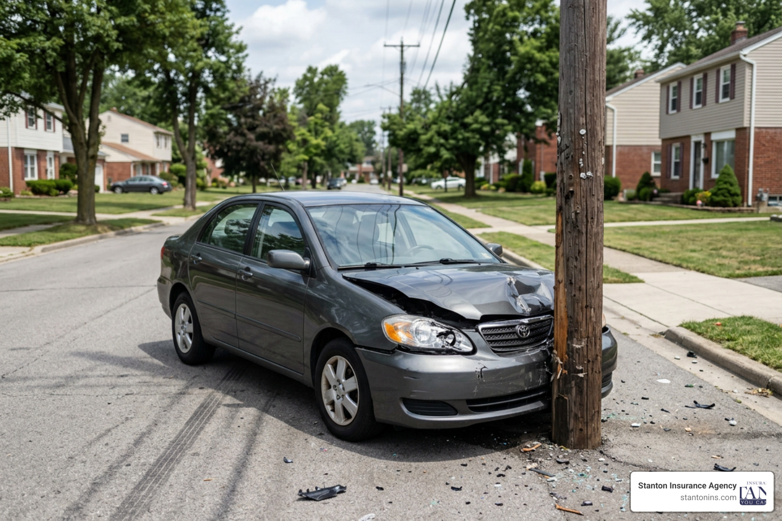 car collided with a stationary telephone pole - collision insurance explained