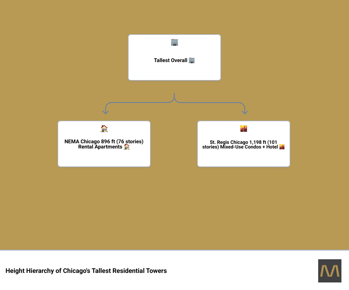 Height hierarchy of Chicago's tallest residential towers infographic - tallest apartment building in chicago infographic Height hierarchy of Chicago's tallest residential towers infographic - tallest apartment building in chicago infographic