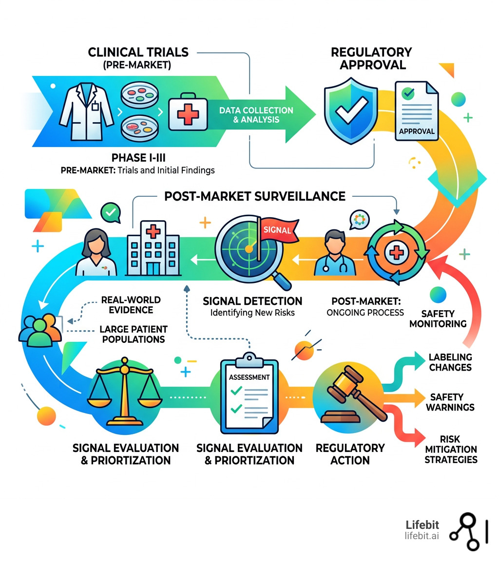 Pharmacovigilance lifecycle from clinical trials to post-market signal detection and regulatory action - drug safety data