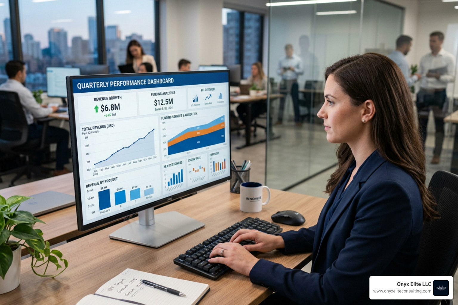 Digital dashboard showing financial growth metrics and funding analytics - us business funding solutions
