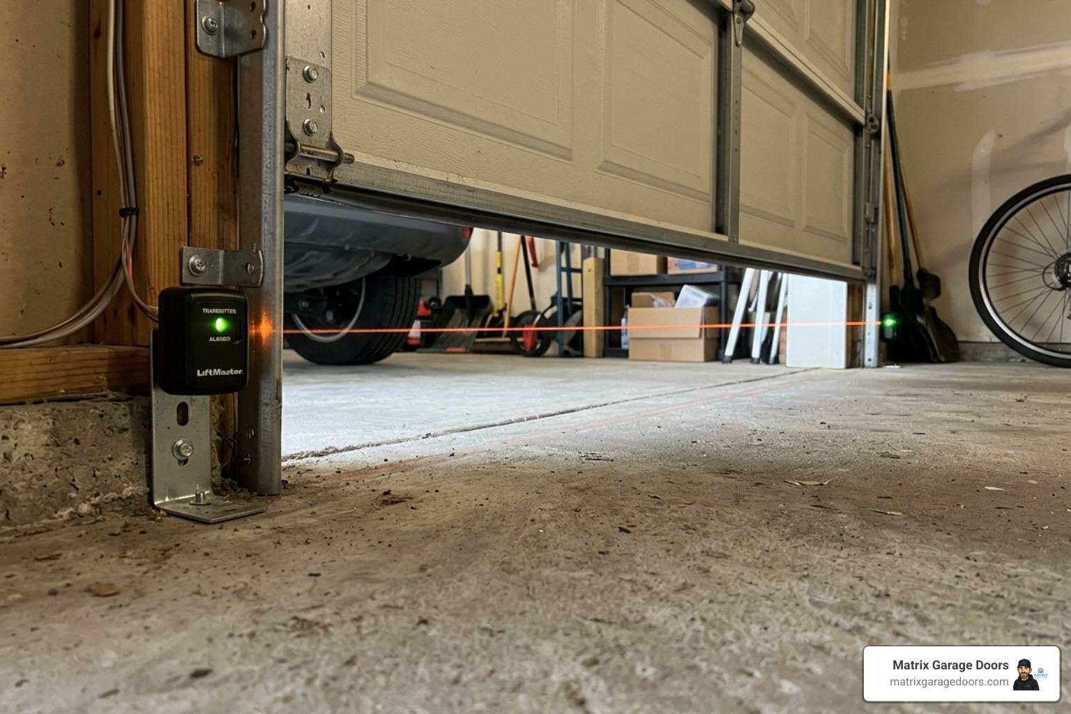 Correct sensor height and alignment 6 inches from the ground - garage door safety sensors