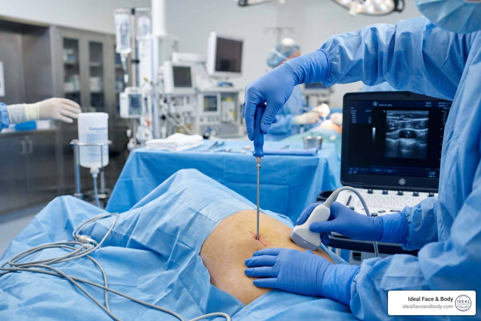 Surgical precision during leg liposuction procedure - leg liposuction before after Surgical precision during leg liposuction procedure - leg liposuction before after