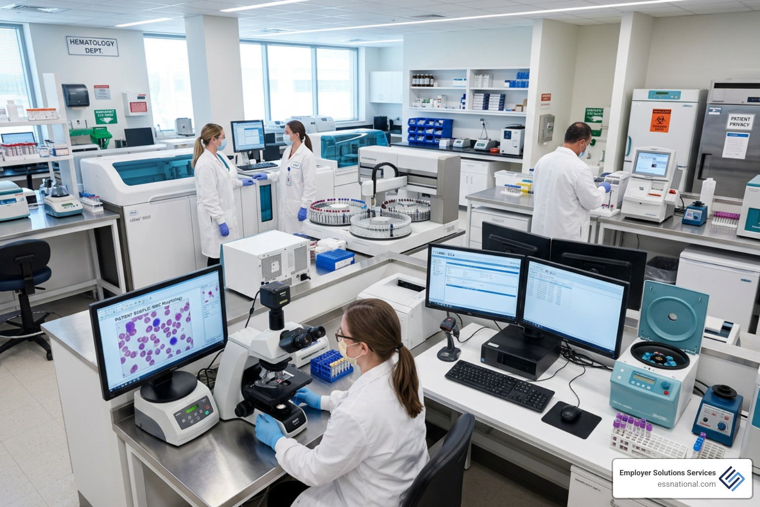 A modern hospital laboratory equipped with advanced diagnostic technology - medical laboratory technician recruitment agency