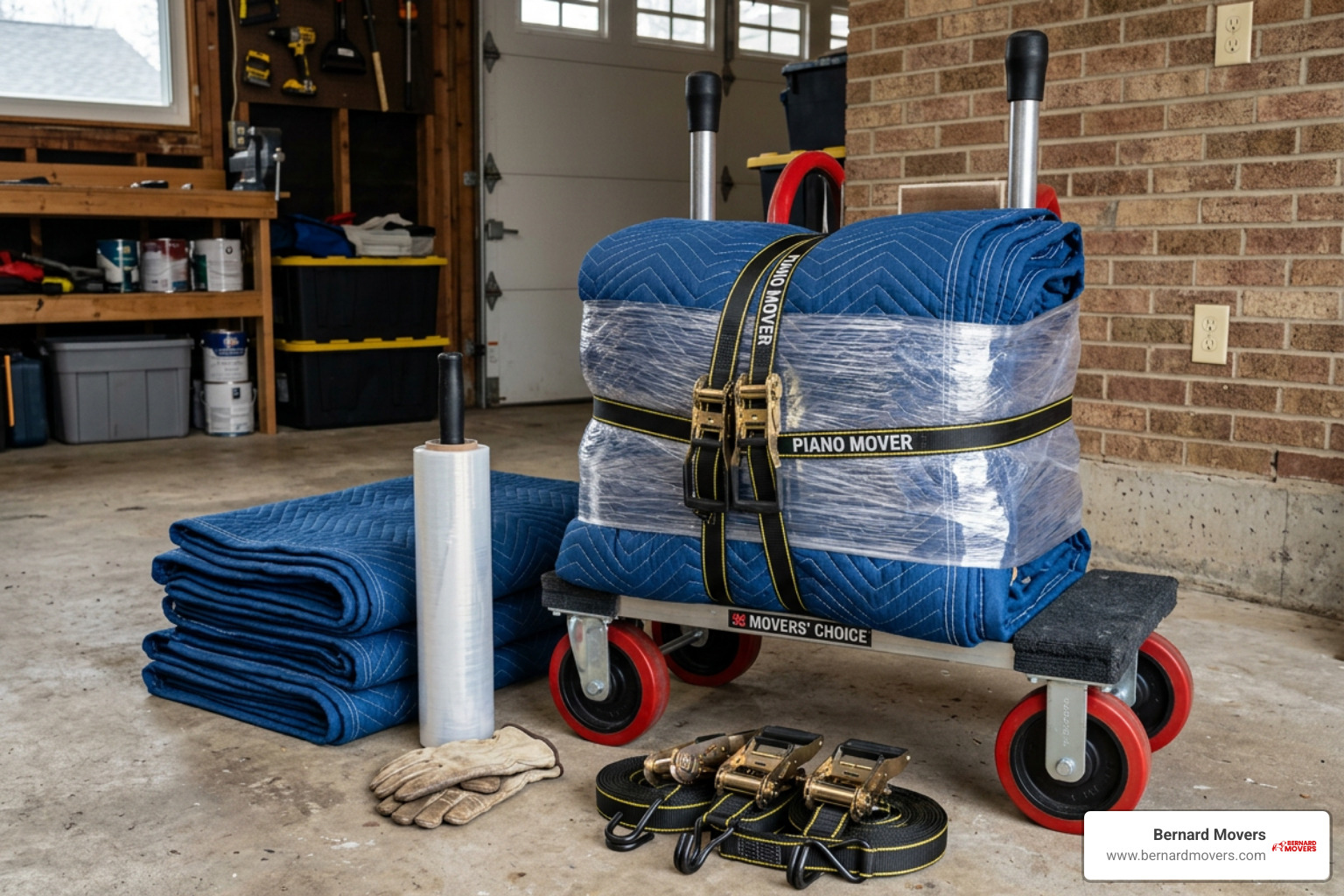 Essential piano moving equipment like dollies and straps - how to move a piano in a u-haul