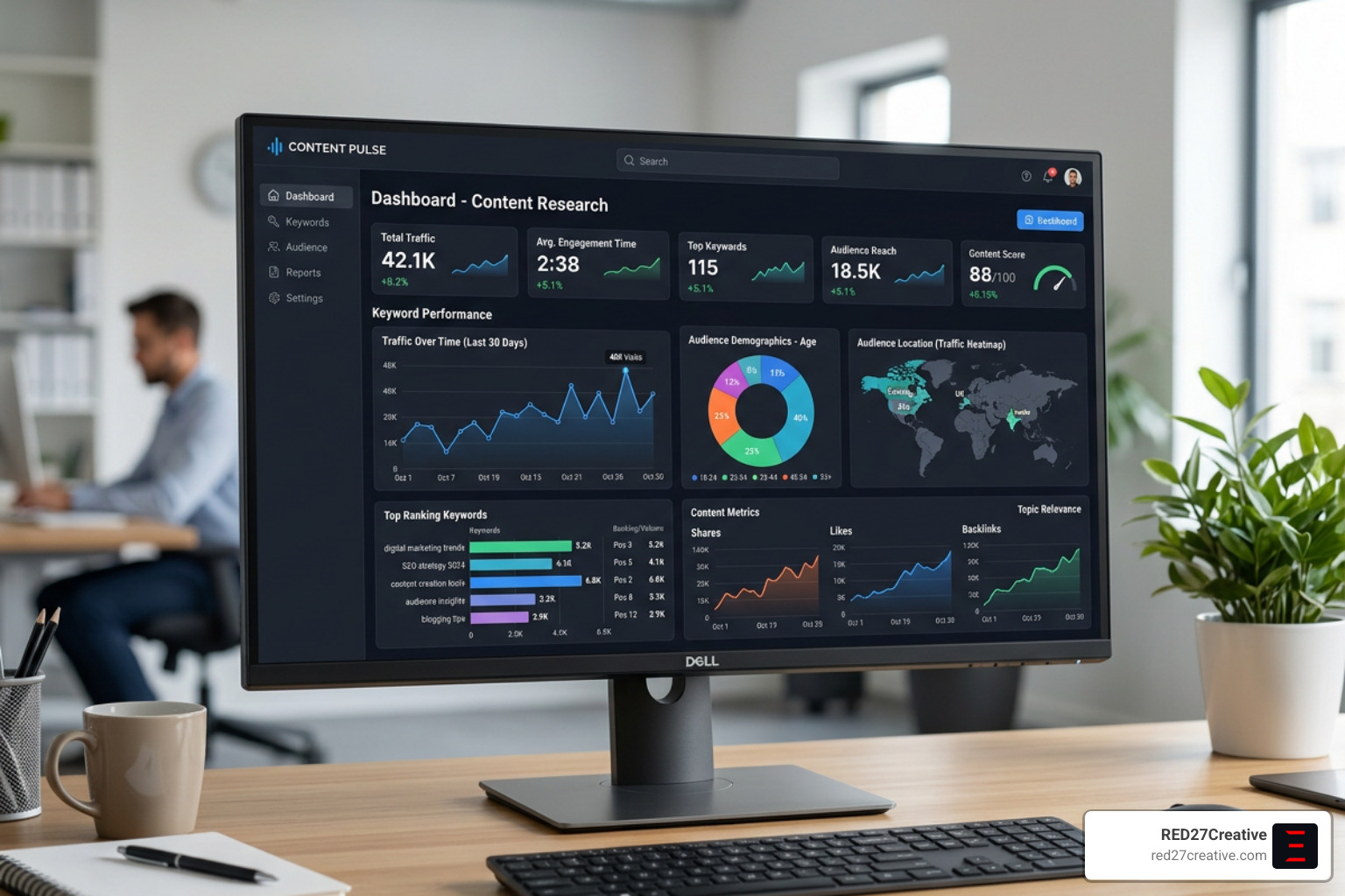 Content research tool dashboard showing niche relevance and traffic metrics - guest blog writing Content research tool dashboard showing niche relevance and traffic metrics - guest blog writing