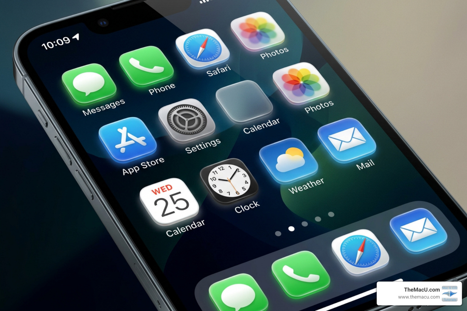 Liquid Glass icon effects showing translucency and depth on a modern iPhone screen - change iphone home screen Liquid Glass icon effects showing translucency and depth on a modern iPhone screen - change iphone home screen