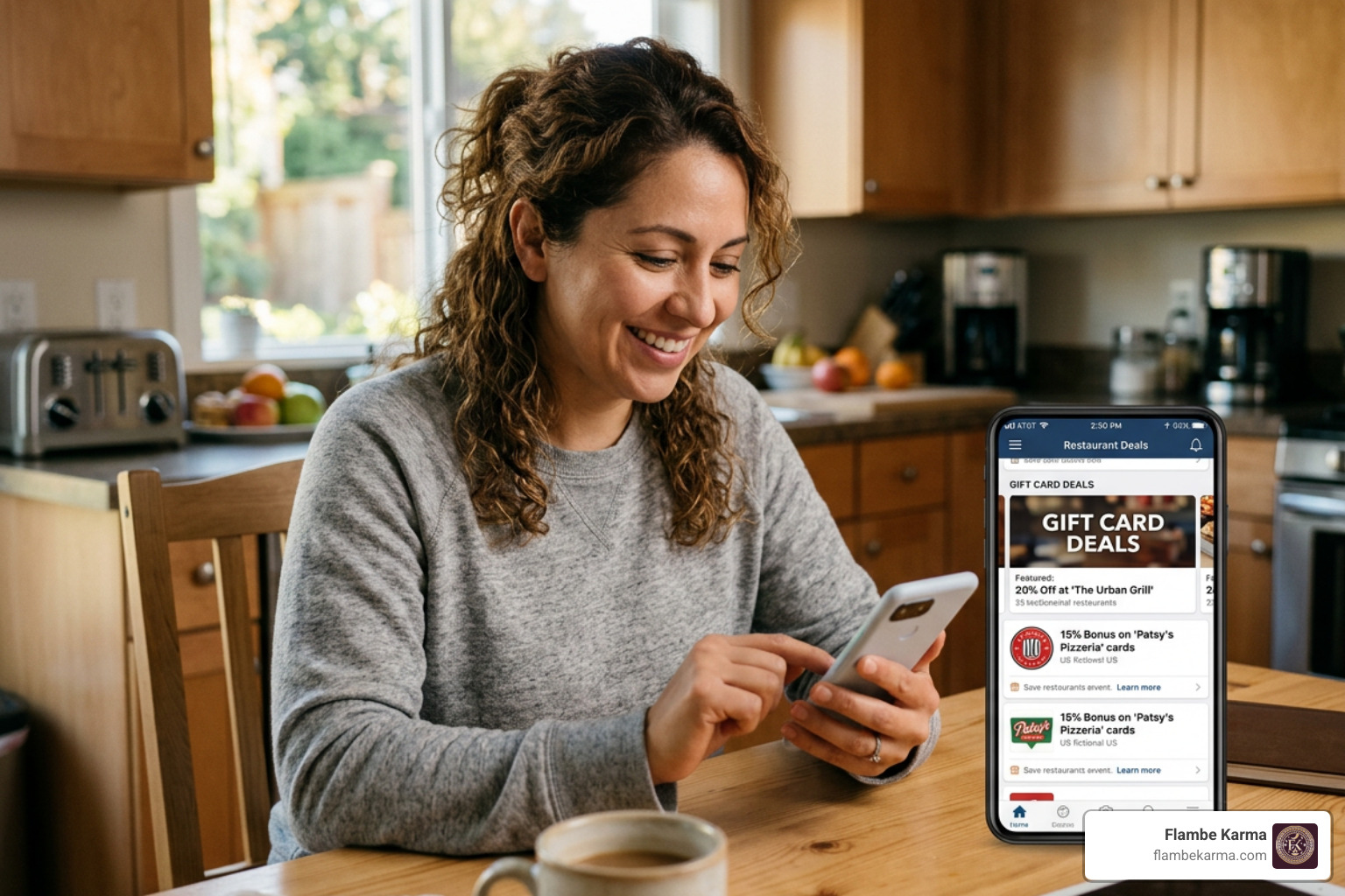 Person browsing gift card deals on a smartphone - restaurant gift card deals