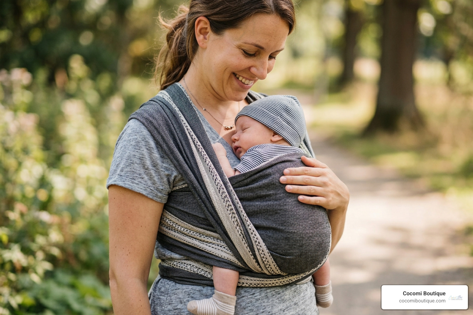 Correct M-position for baby's legs in a wrap carrier to prevent hip dysplasia - newborn baby wrap carrier