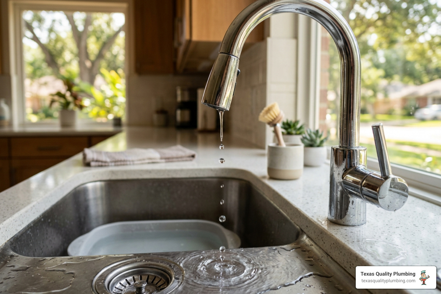 dripping kitchen faucet in a Bellaire home wasting water - leaky faucet repair in bellaire, tx