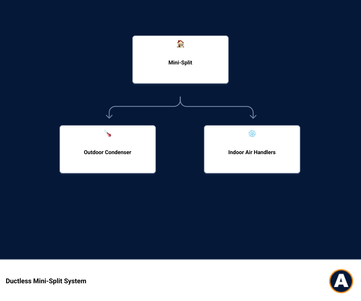 infographic showing components of a ductless mini-split system including outdoor compressor and indoor air handler - best infographic showing components of a ductless mini-split system including outdoor compressor and indoor air handler - best