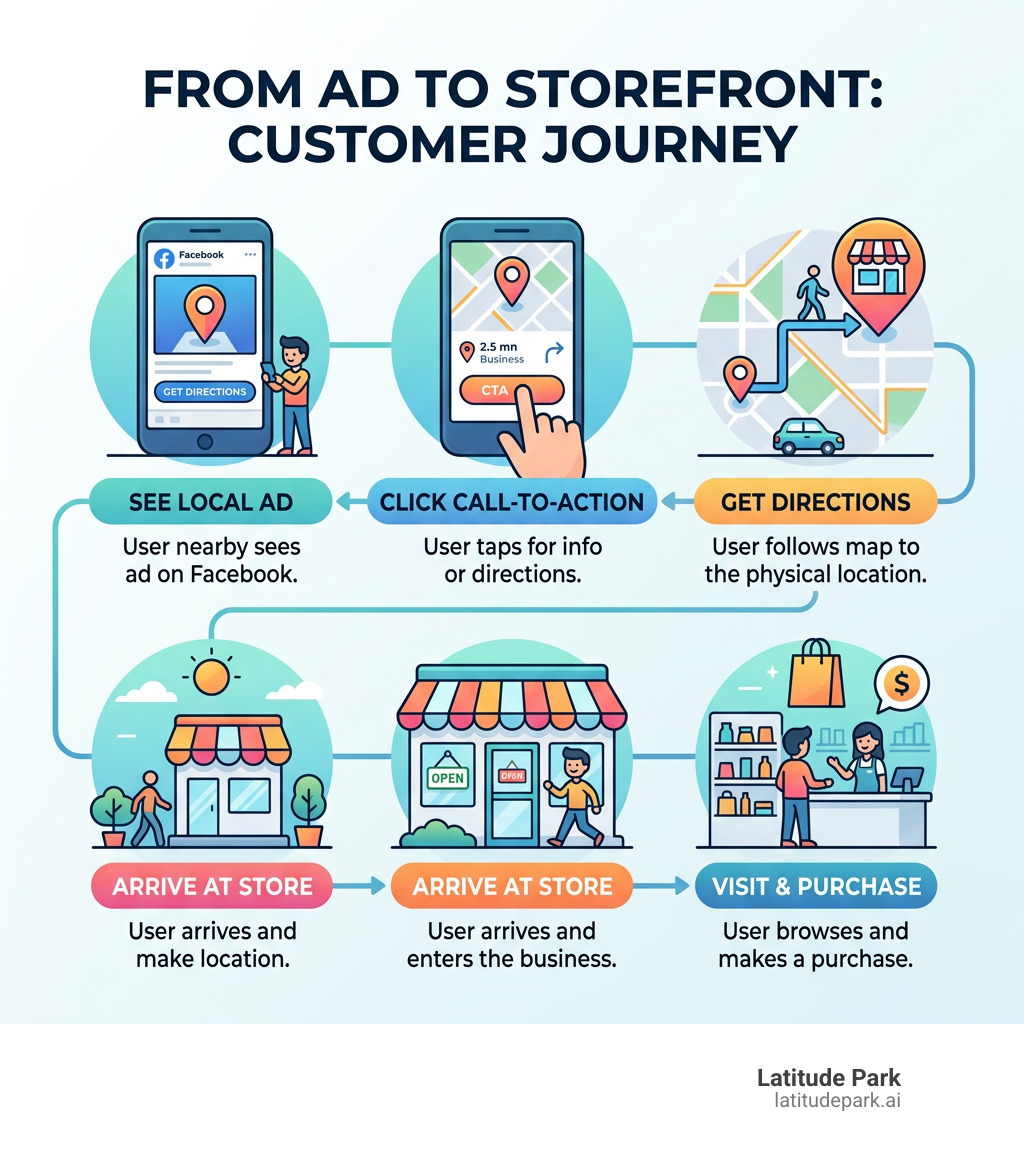 Customer journey from seeing a Facebook local ad to visiting a physical storefront - Facebook local awareness ads