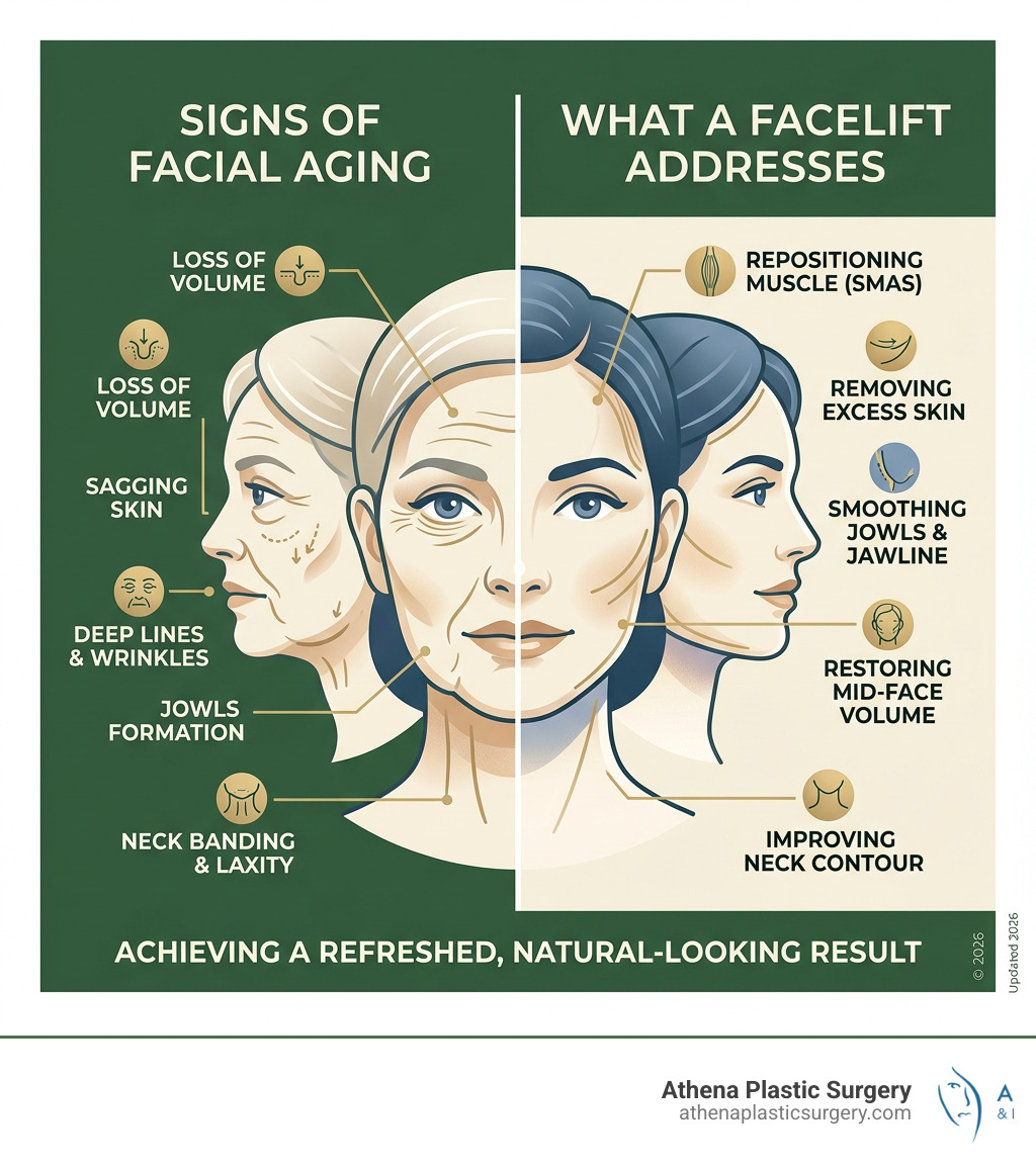 Infographic showing key signs of facial aging and what a facelift addresses - best facelift palm beach gardens infographic Infographic showing key signs of facial aging and what a facelift addresses - best facelift palm beach gardens infographic