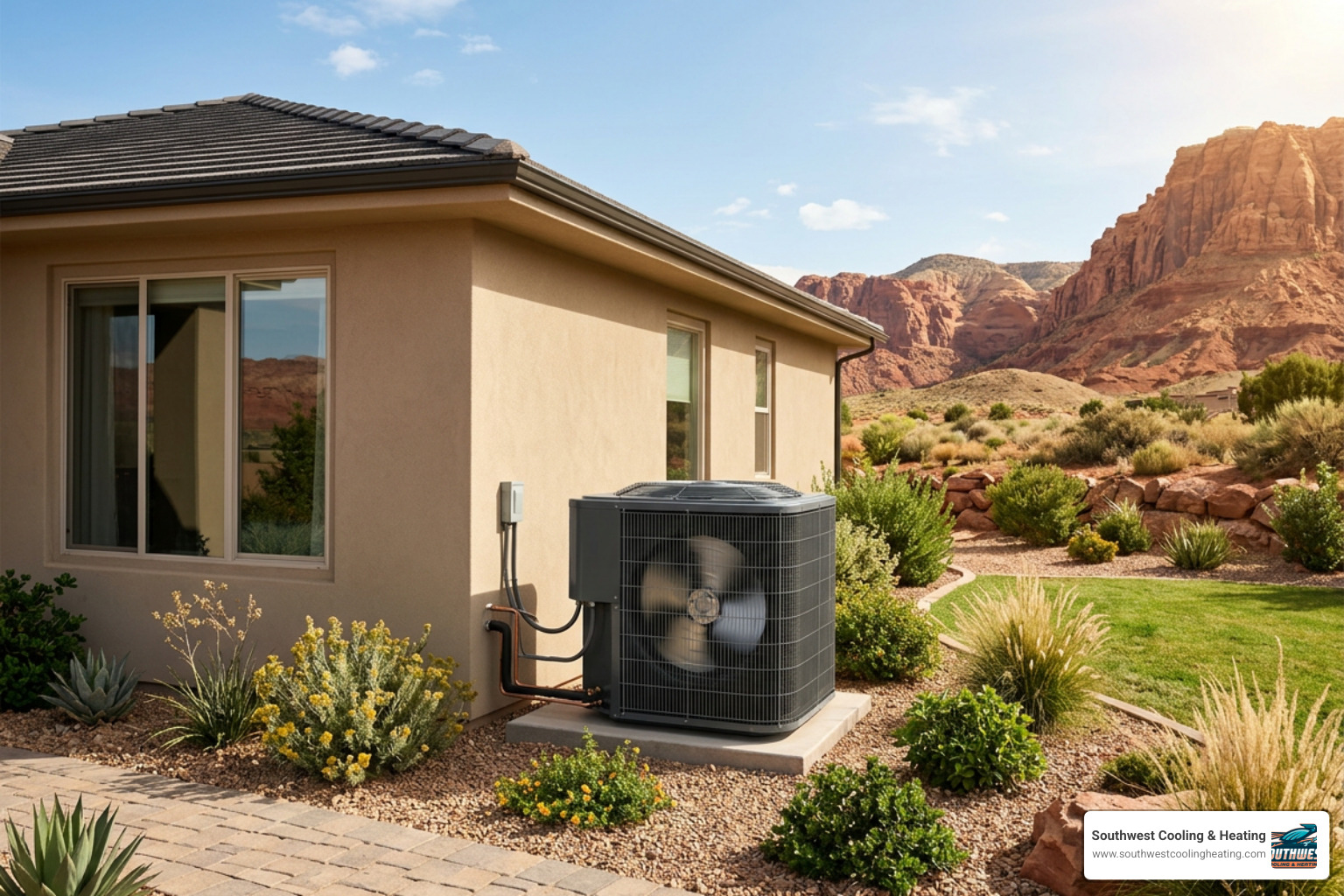 A well-maintained AC unit running efficiently in a Toquerville yard - ac maintenance in toquerville ut A well-maintained AC unit running efficiently in a Toquerville yard - ac maintenance in toquerville ut
