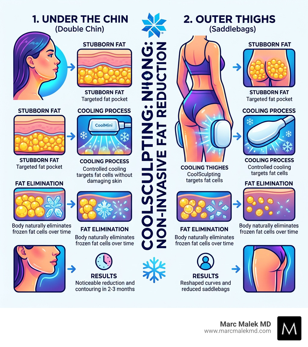 Infographic showing CoolSculpting fat freezing process for double chin and saddlebags - coolsculpting double chin treatment Infographic showing CoolSculpting fat freezing process for double chin and saddlebags - coolsculpting double chin treatment