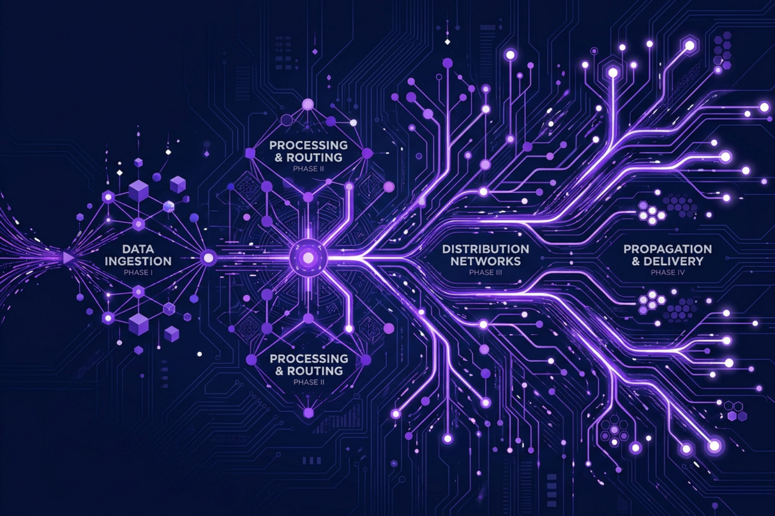 abstract visualization of algorithmic distribution phases and data patterns - linkedin content strategy in the age of ai abstract visualization of algorithmic distribution phases and data patterns - linkedin content strategy in the age of ai