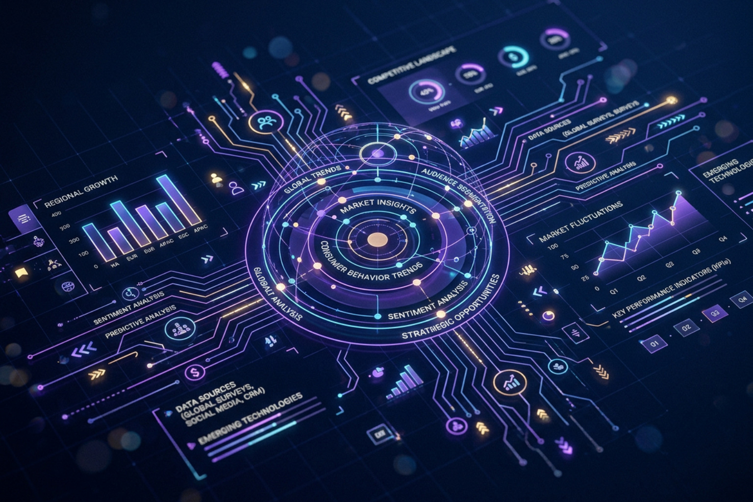 Market research dashboard abstract conceptual - AI market research tools