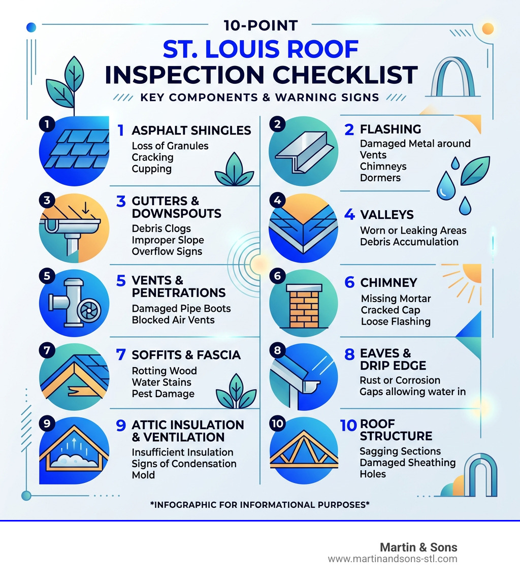 10-point St. Louis roof inspection checklist infographic with key components and warning signs - st louis roof inspection 10-point St. Louis roof inspection checklist infographic with key components and warning signs - st louis roof inspection