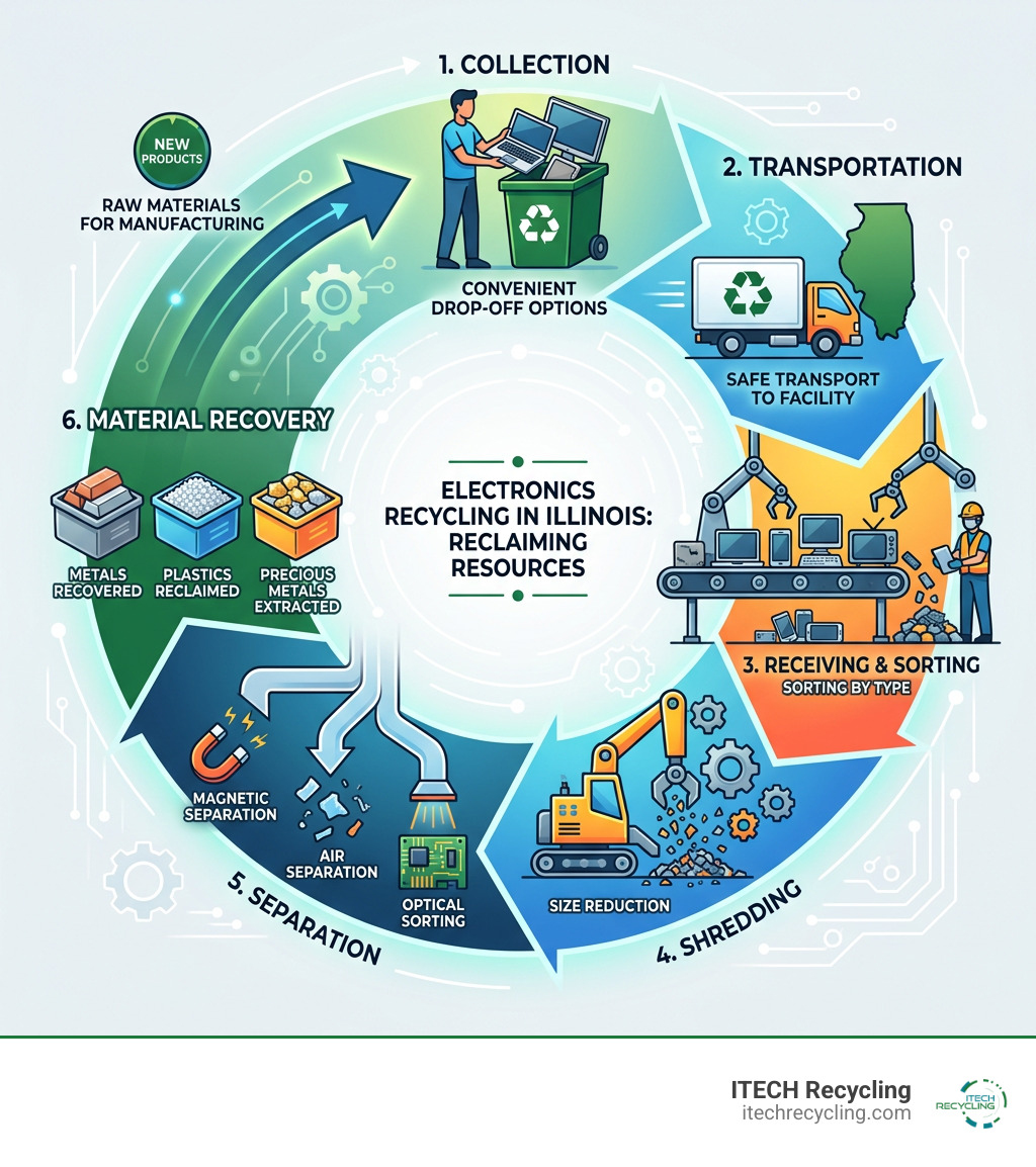 Lifecycle of recycled electronics in Illinois from collection to material recovery - hazardous waste recycling Chicago