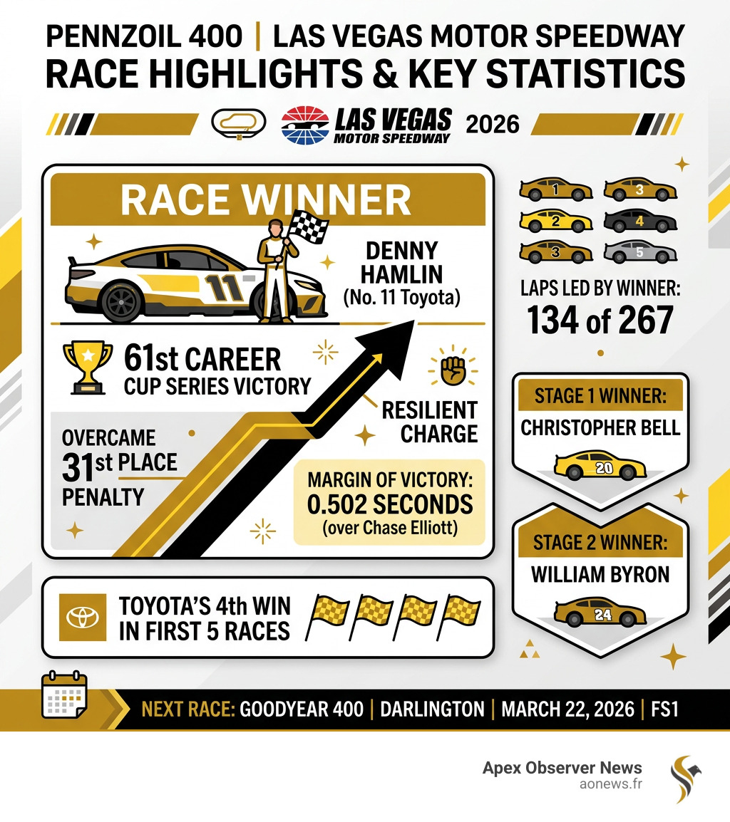 Pennzoil 400 Las Vegas race highlights key statistics infographic - nascar race at today infographic 