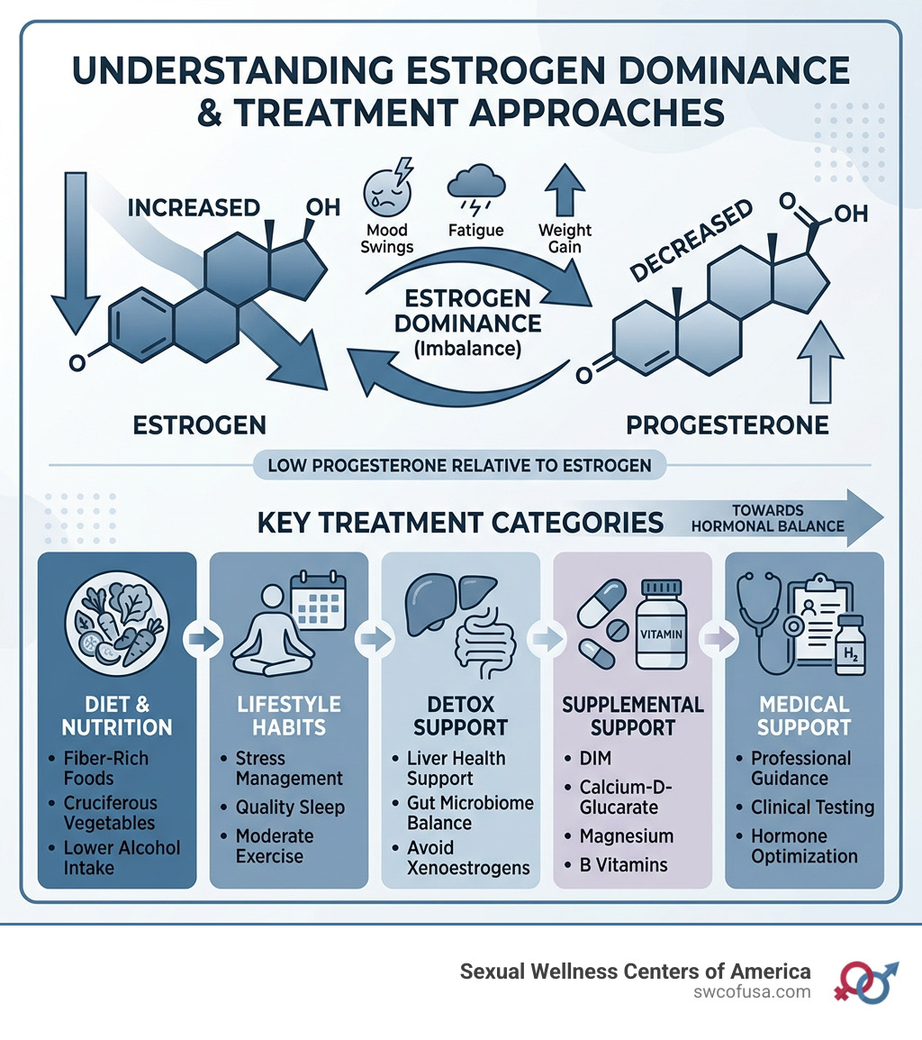 infographic showing estrogen-to-progesterone ratio and key treatment categories - treating estrogen dominance infographic infographic showing estrogen-to-progesterone ratio and key treatment categories - treating estrogen dominance infographic