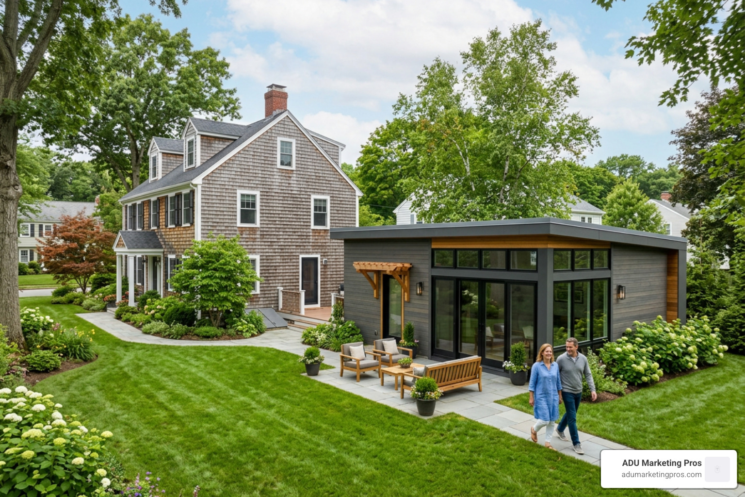 Suburban home with a newly constructed garage conversion in Massachusetts - adu grant massachusetts