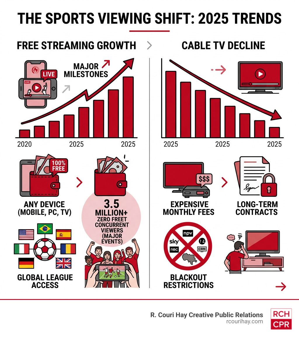 infographic comparing free streaming growth vs cable decline in 2025 - streameast infographic 