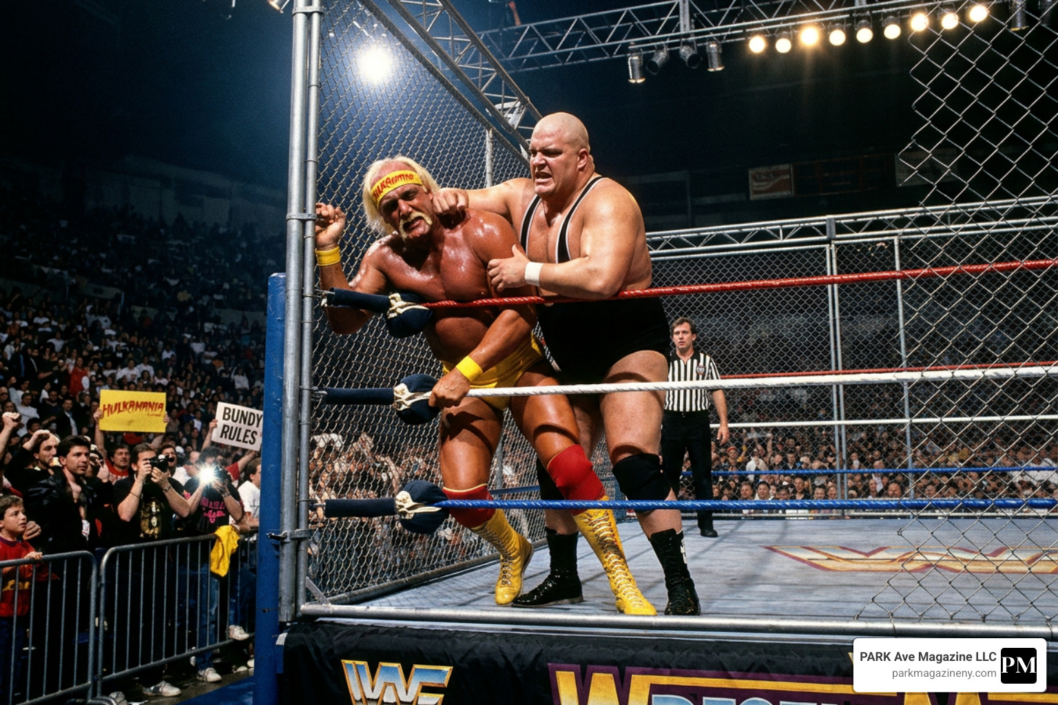 King Kong Bundy facing Hulk Hogan at WrestleMania 2 in a steel cage match - king kong bundy King Kong Bundy facing Hulk Hogan at WrestleMania 2 in a steel cage match - king kong bundy