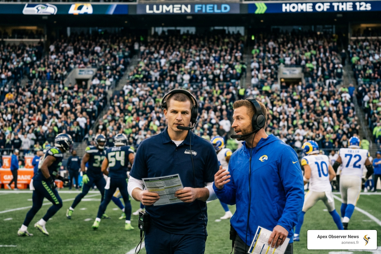 Coaches Mike Macdonald and Sean McVay on the sidelines during a high-stakes divisional game - Seahawks vs Rams preview