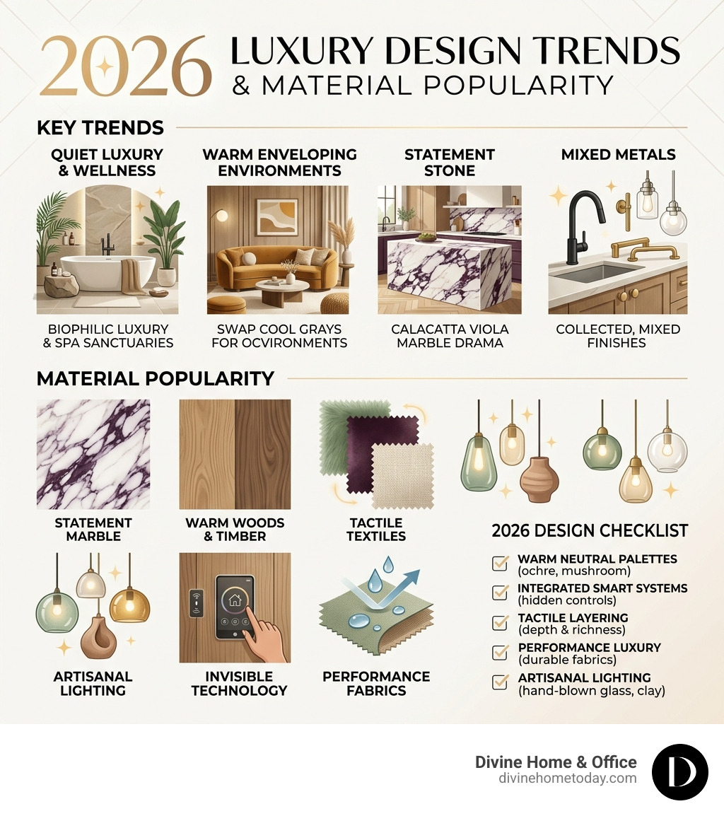 Infographic showing 2026 luxury design trends and material popularity - high end interior design firms infographic Infographic showing 2026 luxury design trends and material popularity - high end interior design firms infographic