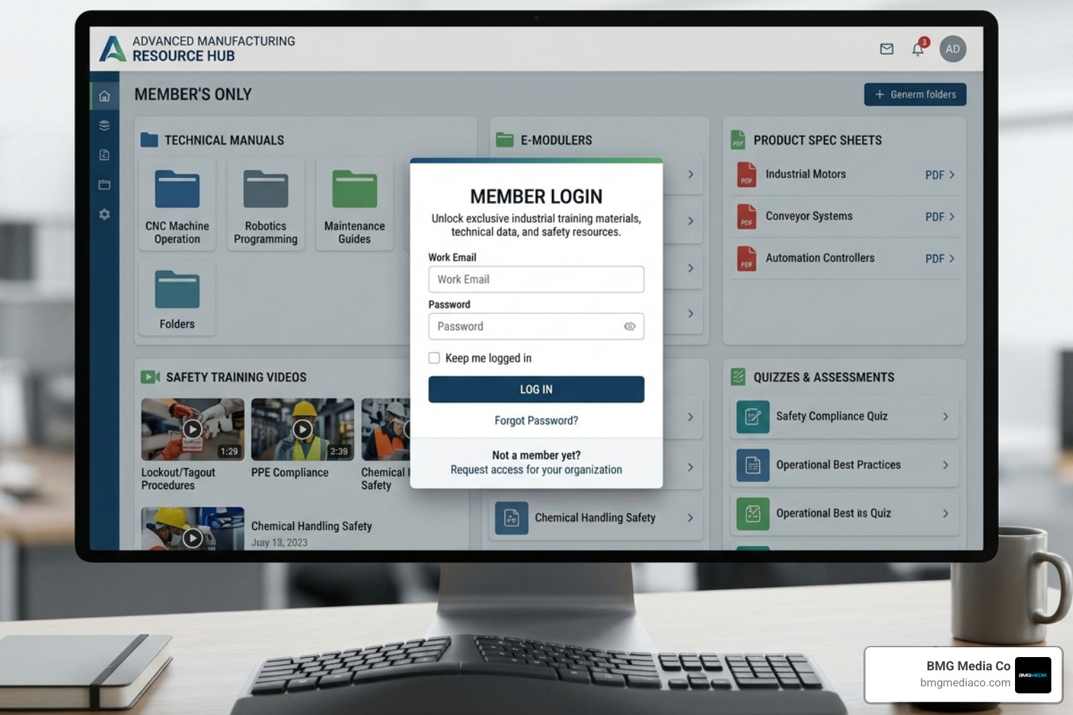 member only resource library for manufacturing training - custom membership sites