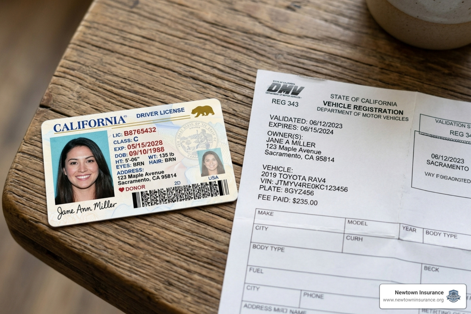 Driver's license and vehicle registration documents - auto insurance quotes