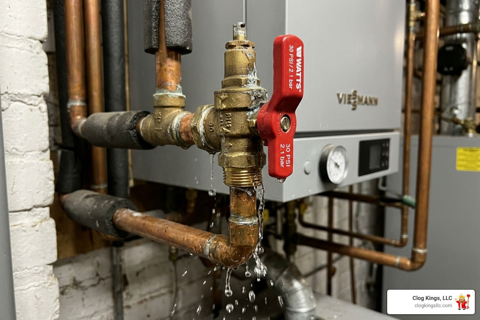 Pressure relief valve leaking water due to expansion tank failure - change expansion tank on boiler