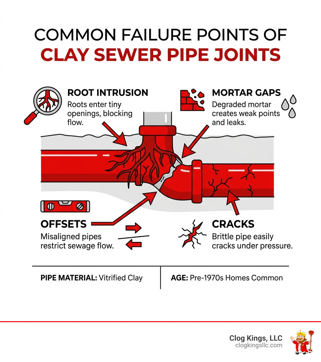 common failure points of clay sewer pipe joints, root intrusion, mortar gaps, offsets, cracks - clay sewer pipe repair common failure points of clay sewer pipe joints, root intrusion, mortar gaps, offsets, cracks - clay sewer pipe repair