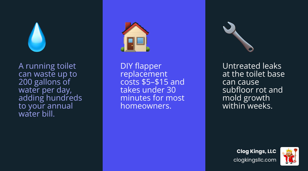 Infographic showing common toilet problems, their causes, and estimated DIY repair costs - fix broken toilet infographic