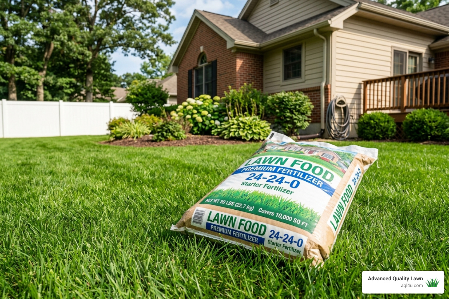 24-24-0 fertilizer bag on green lawn - 24 24 0 fertilizer