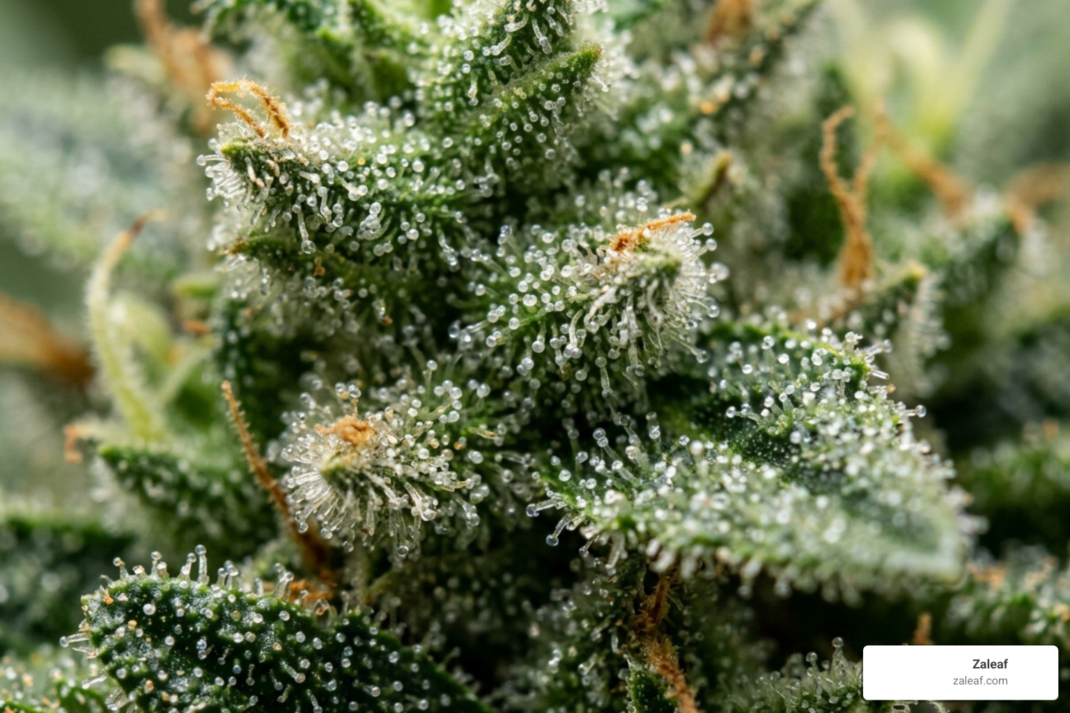 Close up of raw hemp trichomes containing high concentrations of THCA - high potency THCA