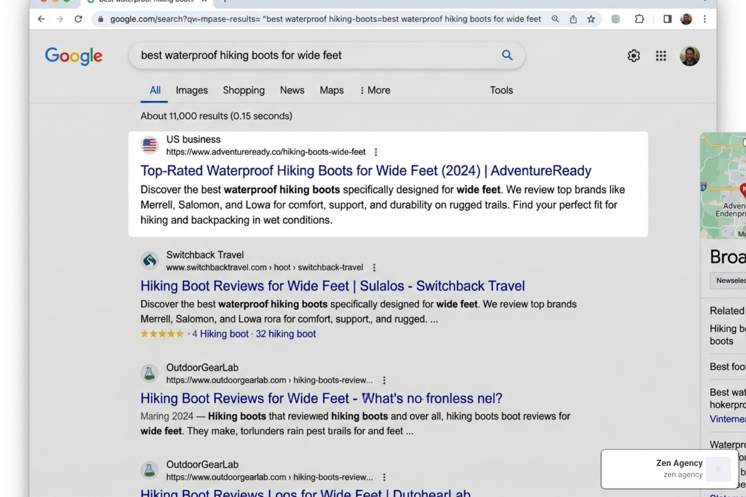 Organic search results page highlighting a business winning the top spot for a high-intent keyword - b2c lead generation Organic search results page highlighting a business winning the top spot for a high-intent keyword - b2c lead generation