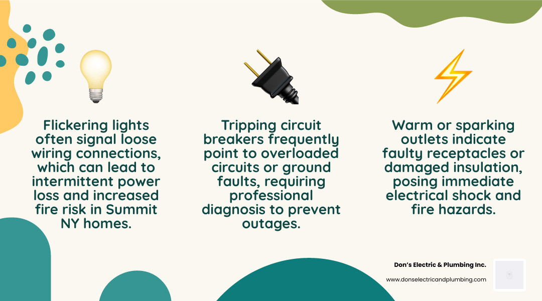Infographic showing common household electrical problems and when to call a professional in Summit NY - electric repair in Infographic showing common household electrical problems and when to call a professional in Summit NY - electric repair in