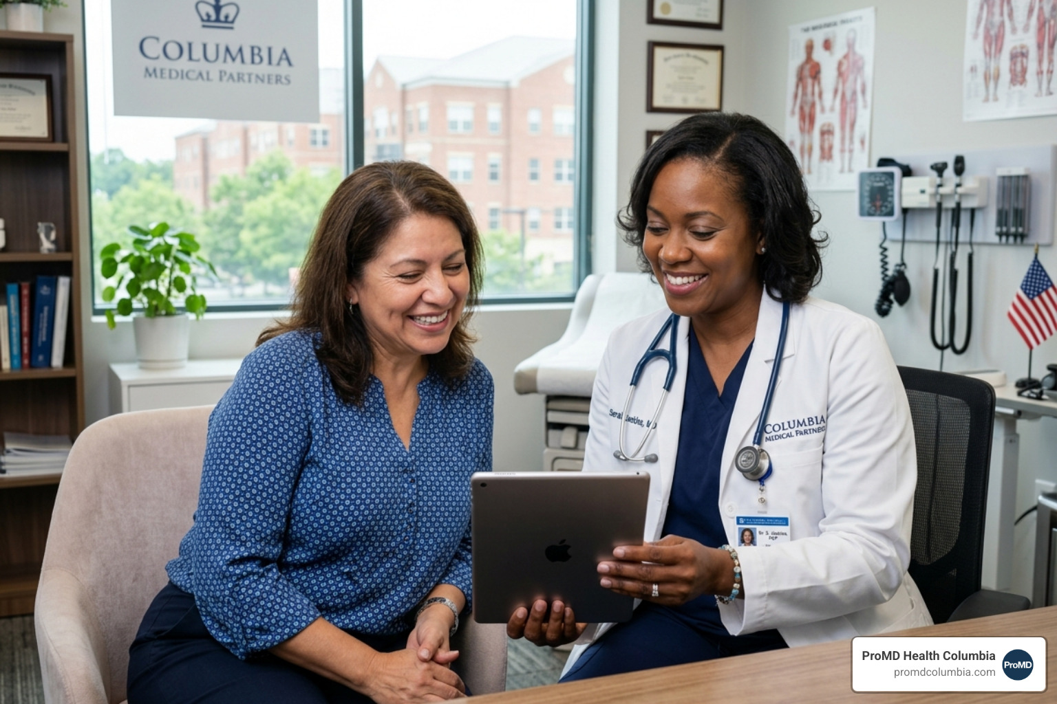 Patient reviewing post-care instructions with a provider - Custom Daxxify facial plan